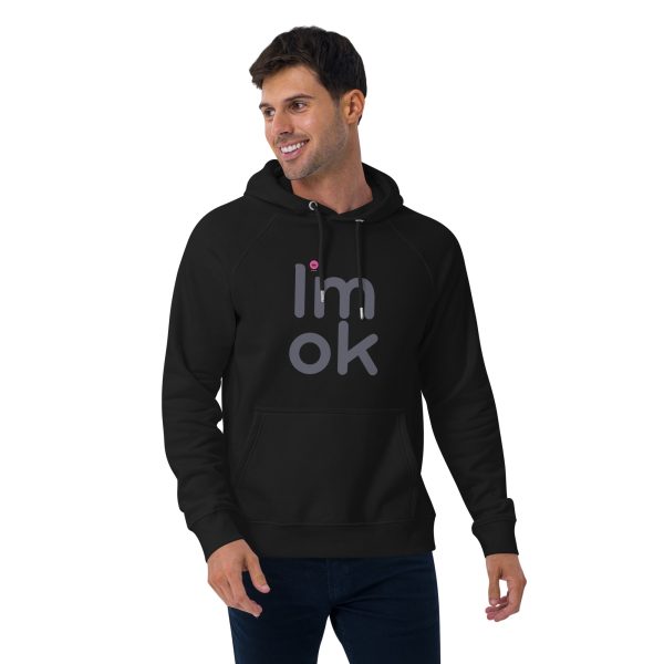 I'm Okay Unisex Eco Raglan Hoodie - Image 3