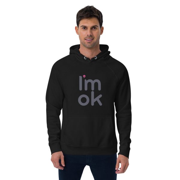 I'm Okay Unisex Eco Raglan Hoodie - Image 2