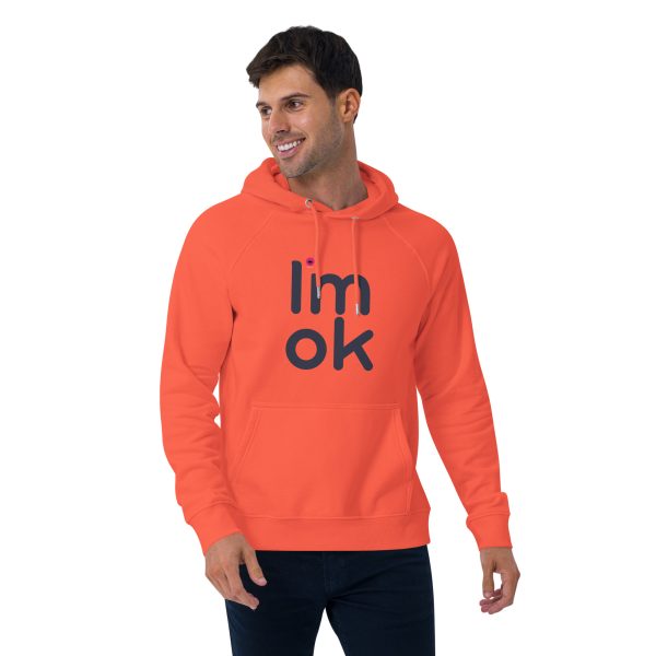 I'm Okay Unisex Eco Raglan Hoodie - Image 6