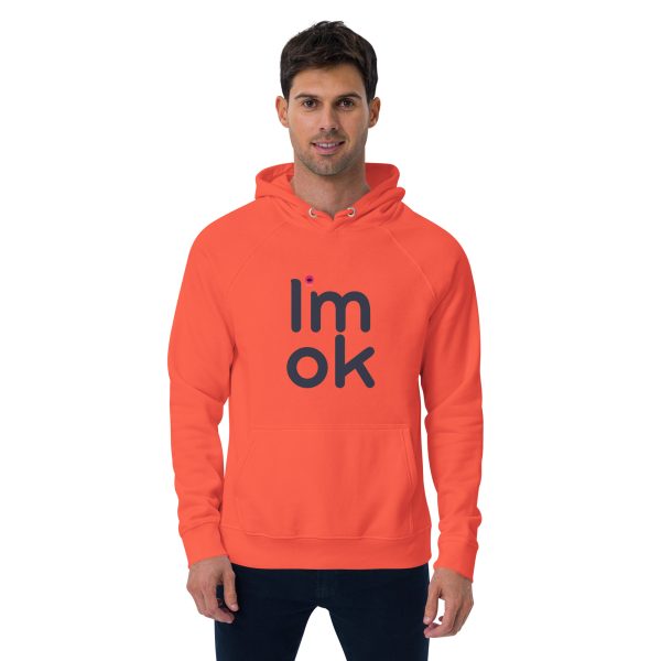 I'm Okay Unisex Eco Raglan Hoodie - Image 5