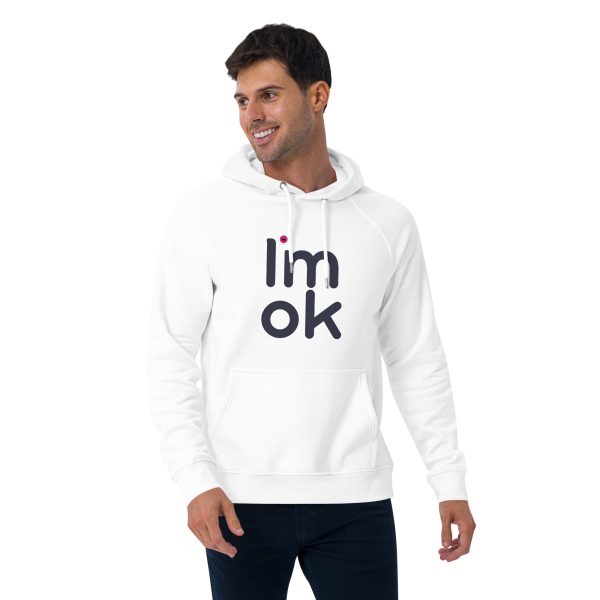 I'm Okay Unisex Eco Raglan Hoodie - Image 9